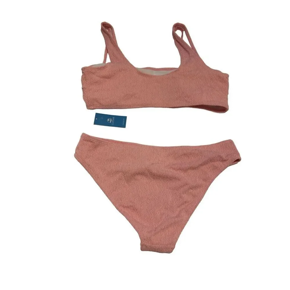 Cupshe Pink Bikini Swimsuit Swimwear 2 Piece Women's Size L NWT